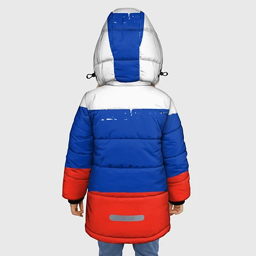 Зимняя куртка для девочки Герб России / 3D-Светло-серый – фото 4