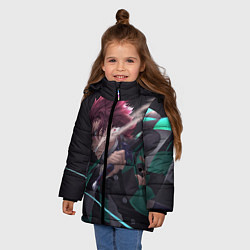 Куртка зимняя для девочки KIMETSU NO YAIBA, цвет: 3D-светло-серый — фото 2
