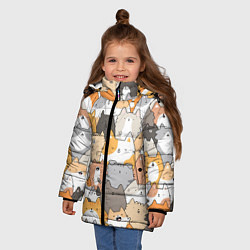 Куртка зимняя для девочки Кошачья стая, цвет: 3D-черный — фото 2