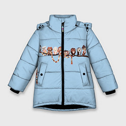 Куртка зимняя для девочки Совы на ветке, цвет: 3D-черный