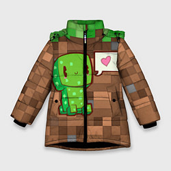 Куртка зимняя для девочки Minecraft Creeper, цвет: 3D-черный
