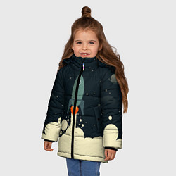 Куртка зимняя для девочки Ракета дым космос, цвет: 3D-черный — фото 2