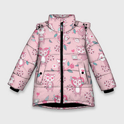 Зимняя куртка для девочки Лемуры любовь розовый фон