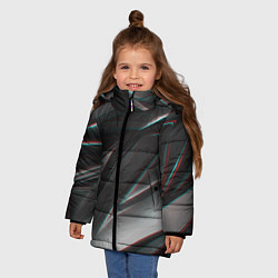 Куртка зимняя для девочки GEOMETRY STRIPES GLITCH, цвет: 3D-черный — фото 2