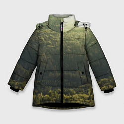 Куртка зимняя для девочки Летний лес, цвет: 3D-черный