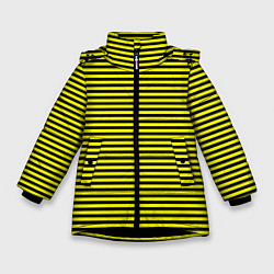 Куртка зимняя для девочки В ЖЕЛТУЮ ПОЛОСКУ, цвет: 3D-черный