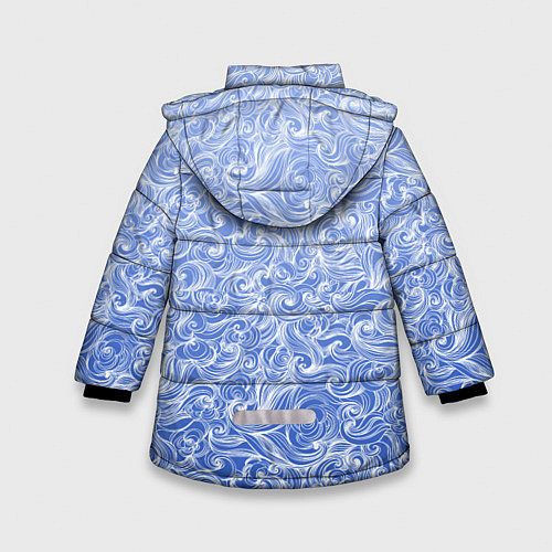 Зимняя куртка для девочки Волны на голубом фоне / 3D-Красный – фото 2