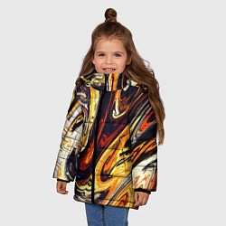 Куртка зимняя для девочки Красочный Хаос, цвет: 3D-черный — фото 2