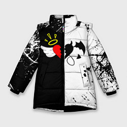 Куртка зимняя для девочки Добро и зло, Payton Moormeier, цвет: 3D-черный