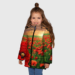 Куртка зимняя для девочки Красный мак на закате, цвет: 3D-черный — фото 2