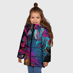 Куртка зимняя для девочки Flowers Неон, цвет: 3D-светло-серый — фото 2
