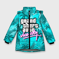 Куртка зимняя для девочки GTA VICE CITY, цвет: 3D-светло-серый