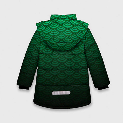 Зимняя куртка для девочки Узор зеленая чешуя дракон / 3D-Красный – фото 2