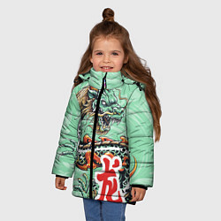 Куртка зимняя для девочки Изумрудный дракон, цвет: 3D-черный — фото 2
