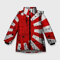 Куртка зимняя для девочки ЯПОНСКИЙ ФЛАГ, цвет: 3D-светло-серый