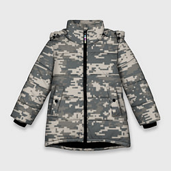 Куртка зимняя для девочки Цифровой камуфляж, цвет: 3D-черный