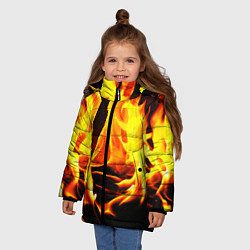 Куртка зимняя для девочки В ОГНЕ, цвет: 3D-черный — фото 2