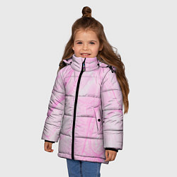 Куртка зимняя для девочки Розовые разводы краска зефир, цвет: 3D-черный — фото 2