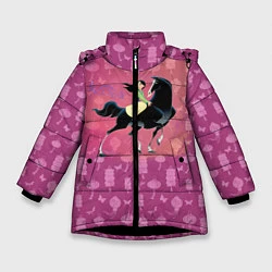 Куртка зимняя для девочки Мулан, цвет: 3D-черный