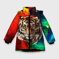 Куртка зимняя для девочки Cosmo Tiger, цвет: 3D-черный