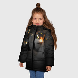 Куртка зимняя для девочки СВЕТЯЩИЕСЯ ФИГУРЫ, цвет: 3D-черный — фото 2