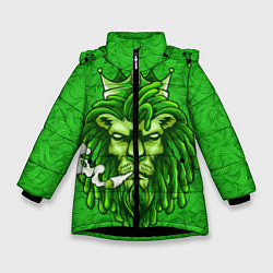 Куртка зимняя для девочки Лев с короной, цвет: 3D-черный