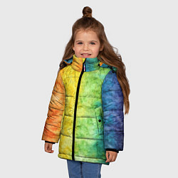 Куртка зимняя для девочки Разноцветный акварель градиент, цвет: 3D-черный — фото 2