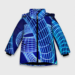 Куртка зимняя для девочки НЕОНОВАЯ СПИРАЛЬ, цвет: 3D-черный