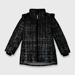 Куртка зимняя для девочки Глитч помехи ошибка текстура, цвет: 3D-светло-серый