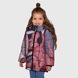 Куртка зимняя для девочки ДИНОЗАВР НА КАРАНТИНЕ, цвет: 3D-светло-серый — фото 2