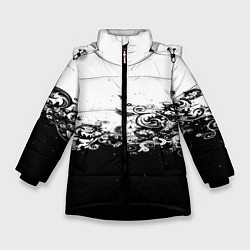 Куртка зимняя для девочки Узоры линии черный белый чб, цвет: 3D-черный