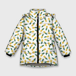 Куртка зимняя для девочки Ананасы, цвет: 3D-светло-серый