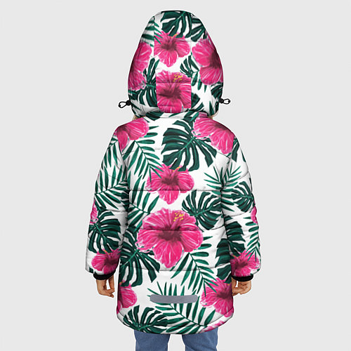Зимняя куртка для девочки Гавайский гибискус / 3D-Светло-серый – фото 4