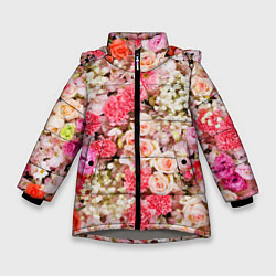 Куртка зимняя для девочки Розы Roses, цвет: 3D-светло-серый