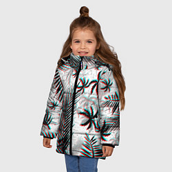 Куртка зимняя для девочки ПАЛЬМЫ TROPICAL GLITCH, цвет: 3D-черный — фото 2