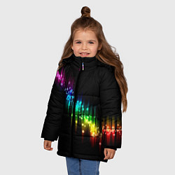 Куртка зимняя для девочки Абстракция черный разноцветный, цвет: 3D-черный — фото 2