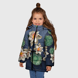 Куртка зимняя для девочки 3D стеклянные цветы, цвет: 3D-черный — фото 2