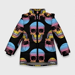 Куртка зимняя для девочки Neon skull!, цвет: 3D-светло-серый
