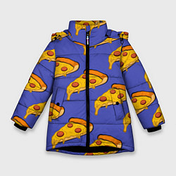 Куртка зимняя для девочки Кусочки пиццы, цвет: 3D-черный