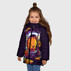 Куртка зимняя для девочки Техно Кот, цвет: 3D-красный — фото 2
