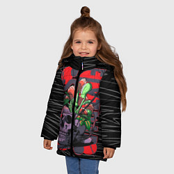 Куртка зимняя для девочки Венерина мухоловка в черепе, цвет: 3D-черный — фото 2