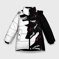 Куртка зимняя для девочки Волки, цвет: 3D-черный
