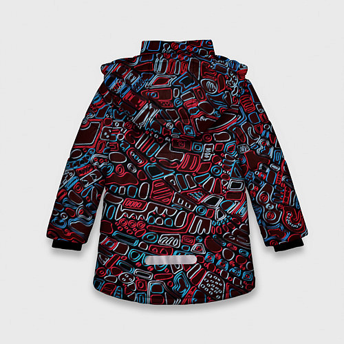 Зимняя куртка для девочки Абстракция Неони / 3D-Красный – фото 2
