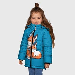 Куртка зимняя для девочки Лисья семья, цвет: 3D-красный — фото 2