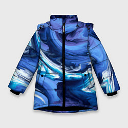 Куртка зимняя для девочки Абстрактные волны, цвет: 3D-черный