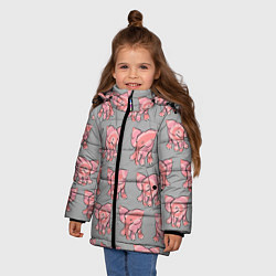 Куртка зимняя для девочки РОЗОВЫЕ СЛОНИКИ ПАТТЕРН, цвет: 3D-светло-серый — фото 2