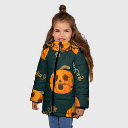 Куртка зимняя для девочки Осенние тыквы, цвет: 3D-черный — фото 2