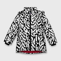 Куртка зимняя для девочки Шрифт на чёрном, цвет: 3D-красный