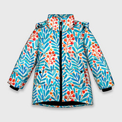 Куртка зимняя для девочки Ветки и ягоды, цвет: 3D-черный
