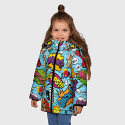 Куртка зимняя для девочки Pop art comics, цвет: 3D-черный — фото 2